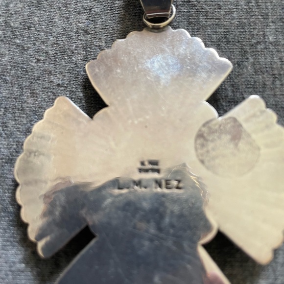 Real turquoise and silver cross pendant - Picture 4 of 4